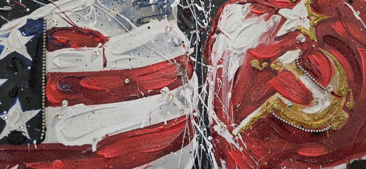 Quadro Rocky Balboa su Tela – Stampa Pittorica Fatta a Mano con Swarovski | Film Cult, Arredo Casa/Ufficio Moderno o Classico