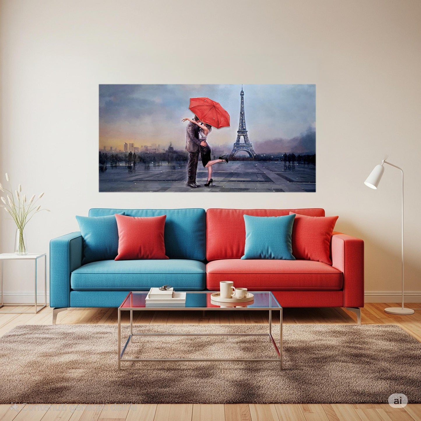 Quadro Personalizzabile Parigi su Tela – Stampa Pittorica Fatta a Mano con Swarovski e Glitter | Paesaggio Classico o Moderno