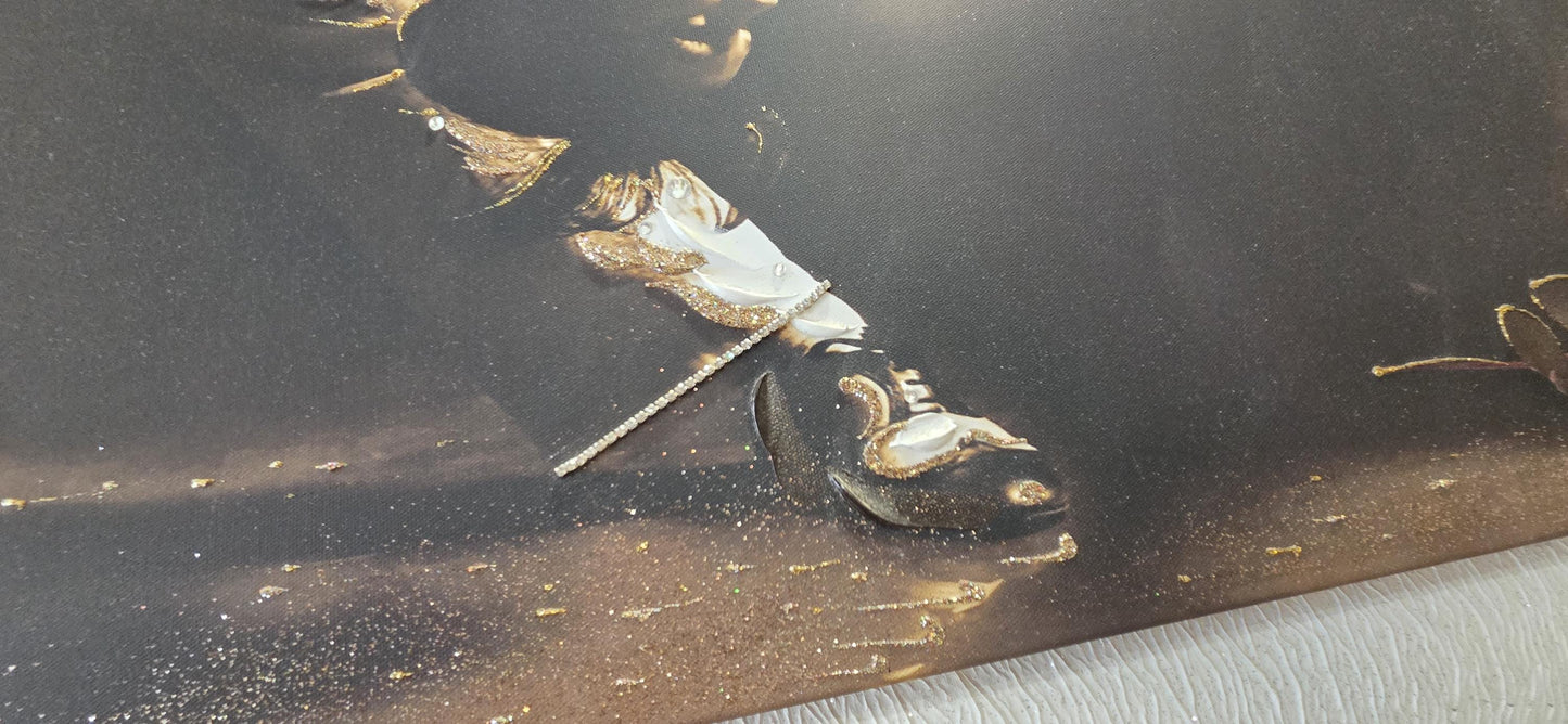 Quadro personalizzabile Ballerini tango su Tela – Pittura Fatta a Mano con Swarovski e Glitter | Arredo casa/ufficio Classico e Moderno
