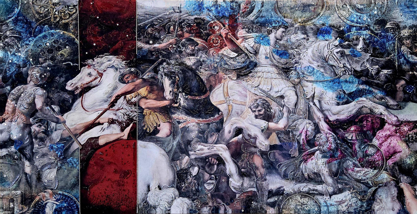 Quadro Personalizzabile Battaglia di Napoleone – Stampa su Tela Pittorica Fatta a Mano con Swarovski e brillantini | Arredo Classico o Moderno