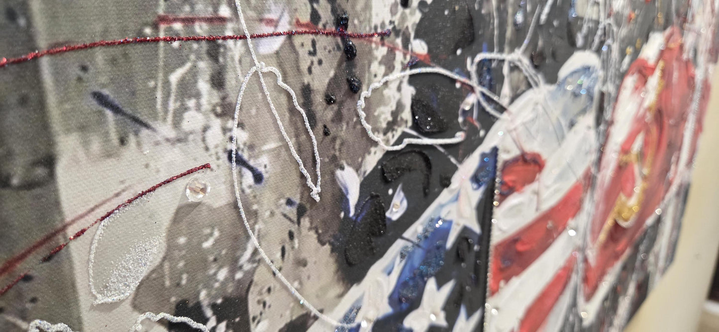 Quadro Rocky Balboa su Tela – Stampa Pittorica Fatta a Mano con Swarovski | Film Cult, Arredo Casa/Ufficio Moderno o Classico