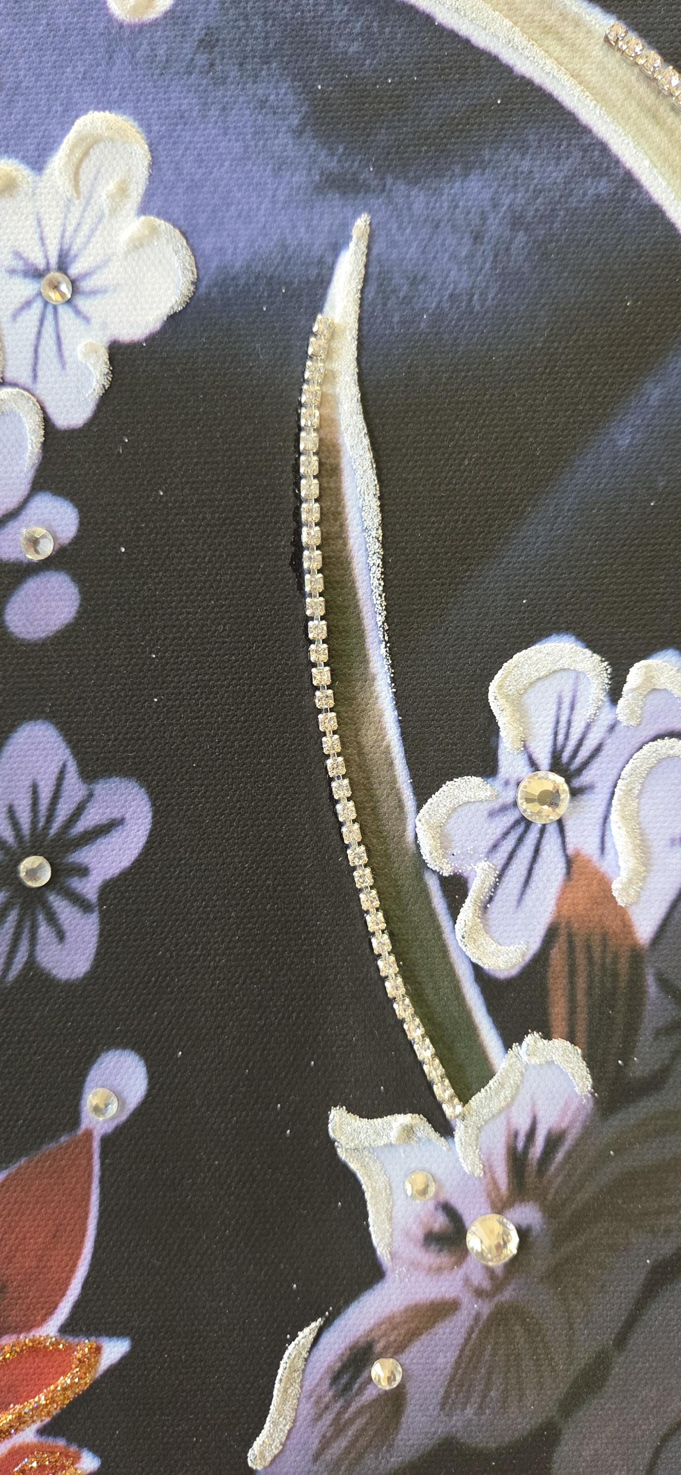 Quadro personalizzabile Geisha su Tela – Pittura Fatta a Mano con Swarovski e Glitter | Arredo casa/ufficio Classico e Moderno