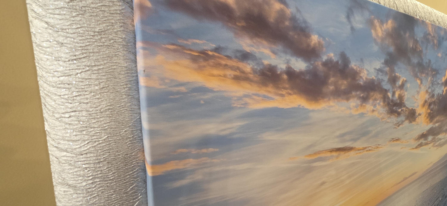 Quadro personalizzabile Mare su Tela con cornice decapè argento – Fatta a Mano con Swarovski e Glitter | Arredo casa/ufficio Classico e Moderno