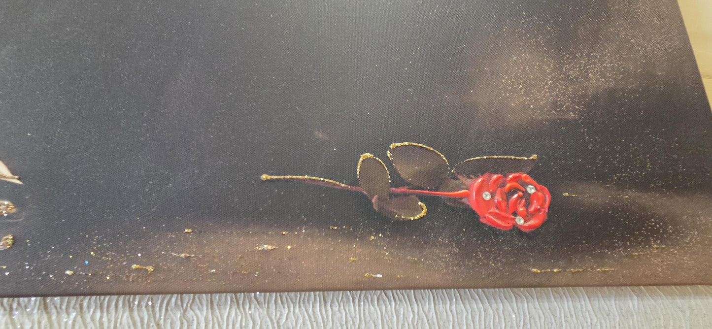 Quadro personalizzabile Ballerini tango su Tela – Pittura Fatta a Mano con Swarovski e Glitter | Arredo casa/ufficio Classico e Moderno