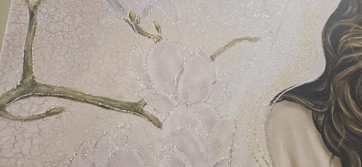 Quadro Personalizzabile Maternità Capezzale – Tela Fatta a Mano con Swarovski e Glitter | Stile Classico o Moderno