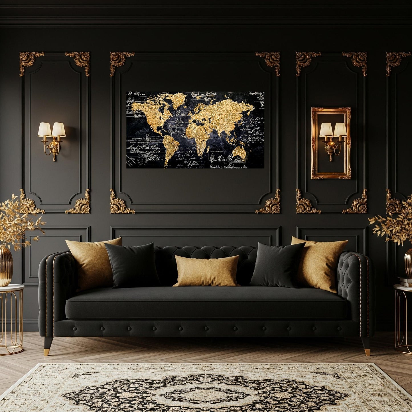 Quadro personalizzabile Mondo su Tela 70x140 – Stampa Pittorica Emisfero con Swarovski e Glitter | Aredo casa/ufficio Classico e Moderno