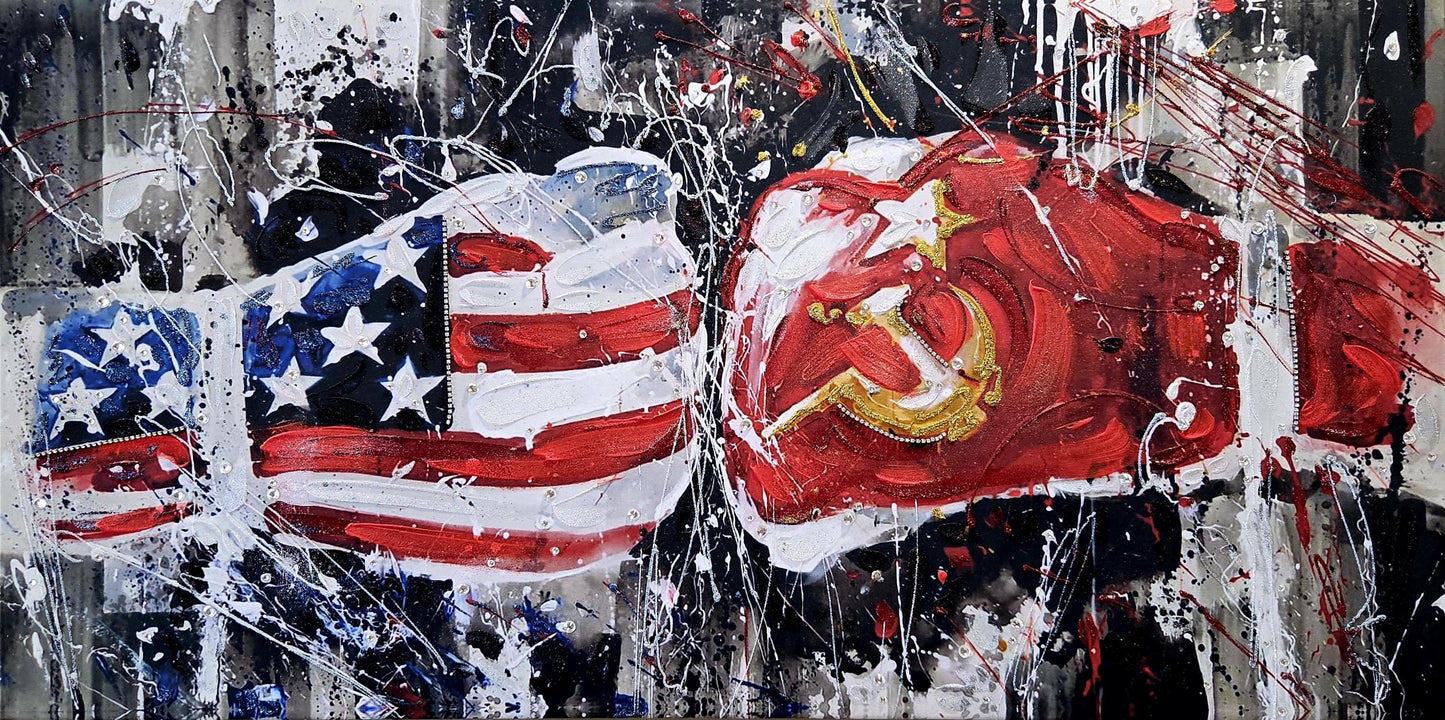 Quadro Rocky Balboa su Tela – Stampa Pittorica Fatta a Mano con Swarovski | Film Cult, Arredo Casa/Ufficio Moderno o Classico