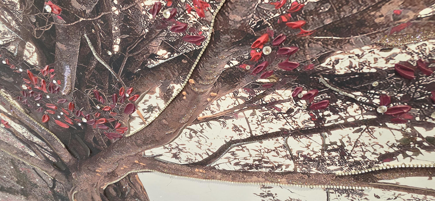 Quadro personalizzabile Albero con Altalena su Tela – Pittura Fatta a Mano con Swarovski e Glitter | Arredo casa/ufficio Classico e Moderno