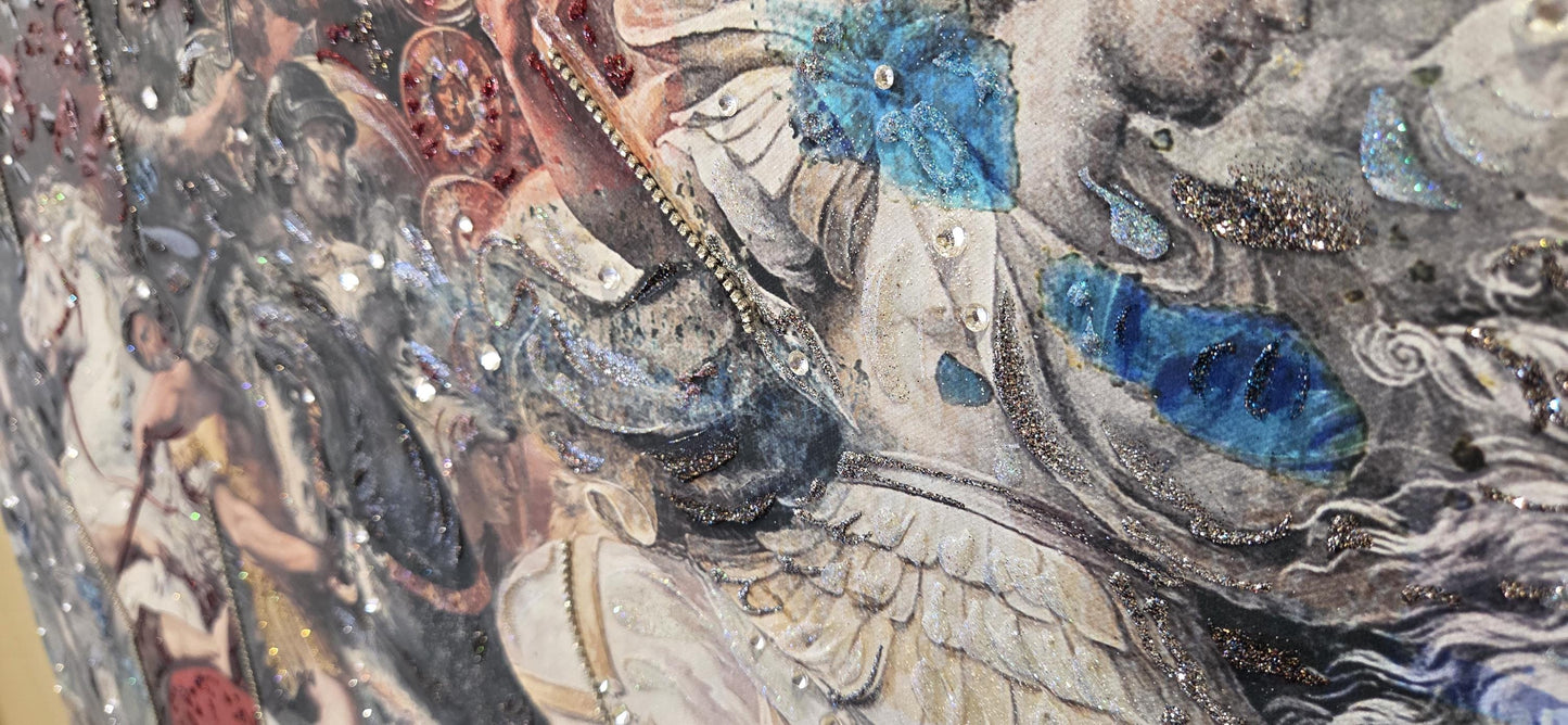 Quadro Personalizzabile Battaglia di Napoleone – Stampa su Tela Pittorica Fatta a Mano con Swarovski e brillantini | Arredo Classico o Moderno