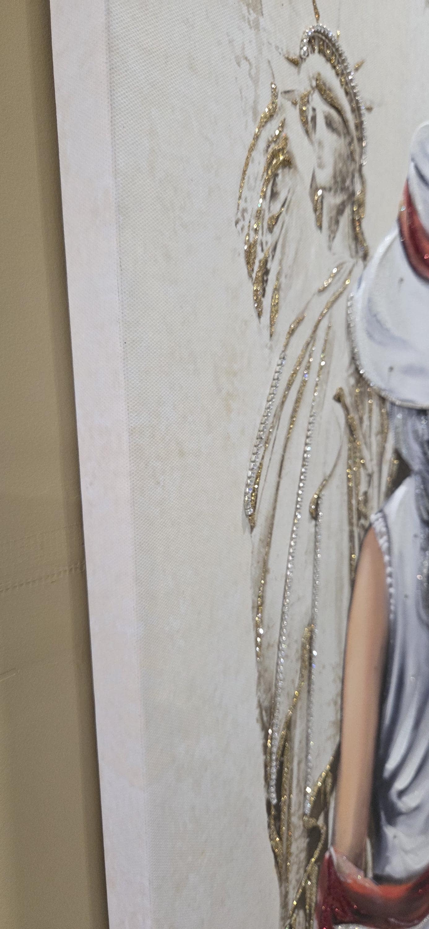 Quadro personalizzabile Donna figurativo New York su Tela – Pittura Fatta a Mano con Swarovski e Glitter | Arredo casa/ufficio Classico e Moderno