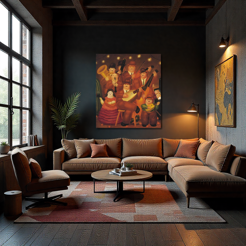 Quadro Pittorico a Pennello su Tela ispirato a Botero I Musicisti| Arredo Casa e Ufficio Personalizzato | Moderno/Classico (Copia) (Copia)