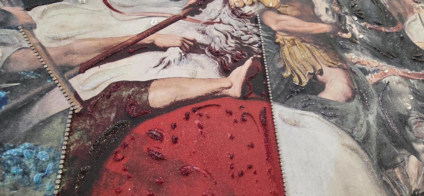 Quadro Personalizzabile Battaglia di Napoleone – Stampa su Tela Pittorica Fatta a Mano con Swarovski e brillantini | Arredo Classico o Moderno