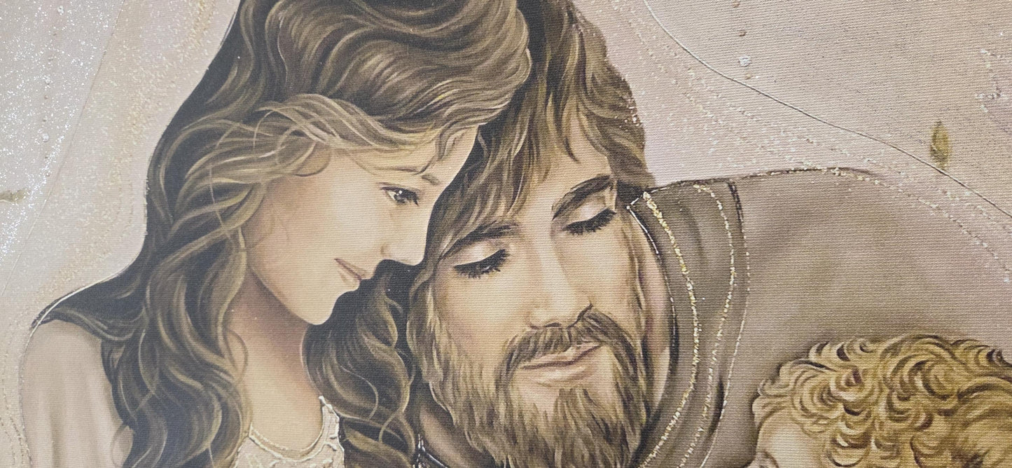 Quadro Personalizzabile Maternità Capezzale – Tela Fatta a Mano con Swarovski e Glitter | Stile Classico o Moderno