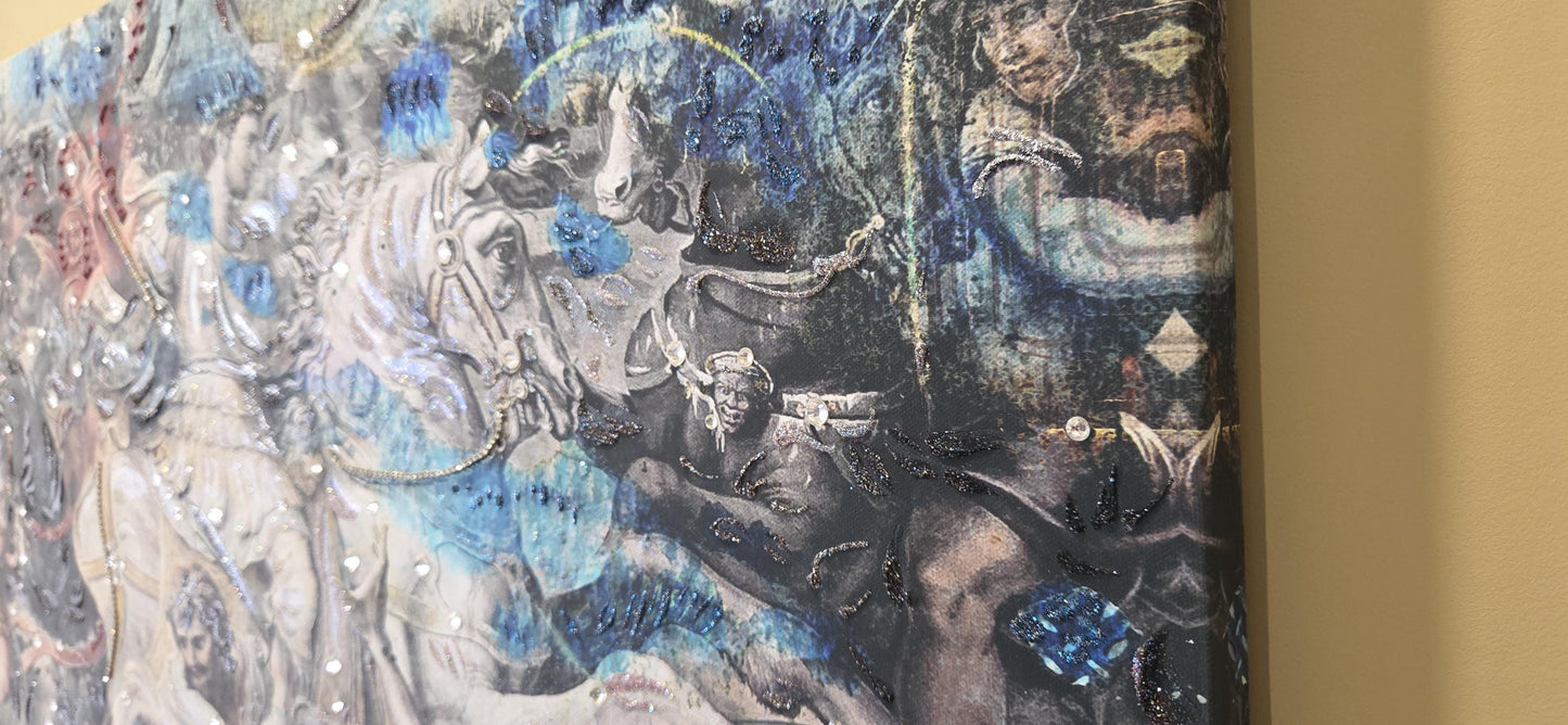 Quadro Personalizzabile Battaglia di Napoleone – Stampa su Tela Pittorica Fatta a Mano con Swarovski e brillantini | Arredo Classico o Moderno