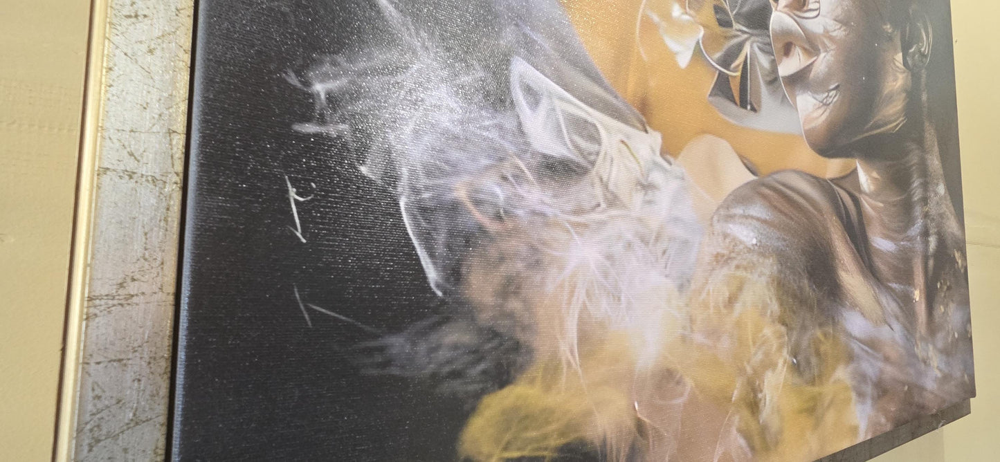 Stampa su Tela Donna Astratta – Quadro con Cornice Foglia Oro e Argento Sagomata | Arredo Classico e Moderno per Casa e Ufficio