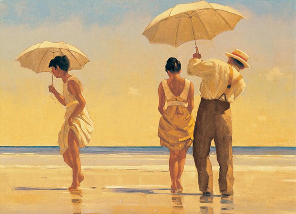 Quadro Stile Vettriano “Mad Dogs” – Stampa su Tela Pittorica Fatta a Mano | Arredo Casa e Ufficio Classico o Moderno