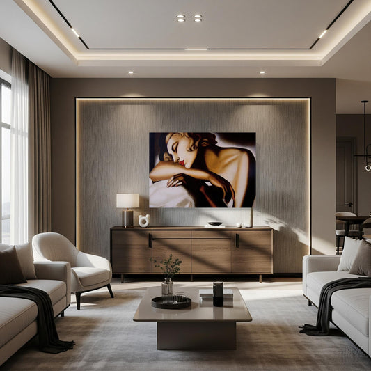 Quadro stampa tela canvas pittorica a pennello ispirata tamara de lempicka arredo casa ufficio classico moderno personalizzazione home decor