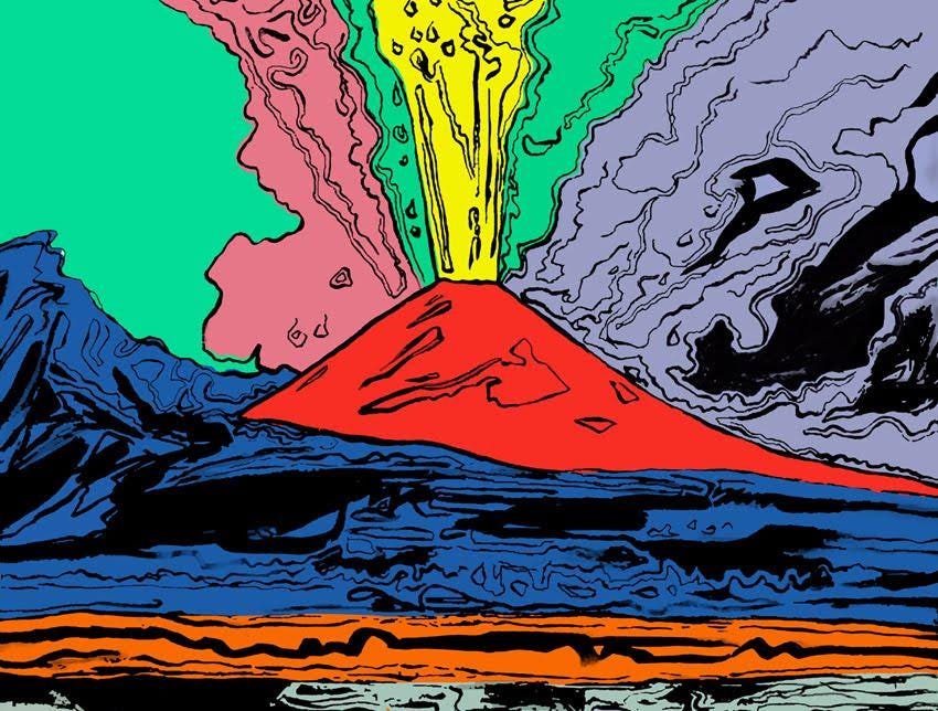 Quadro Andy Warhol Vesuvio – Stampa Tela Effetto Pittura Pop Art | Arredo Casa e Ufficio Vintage Made in Italy