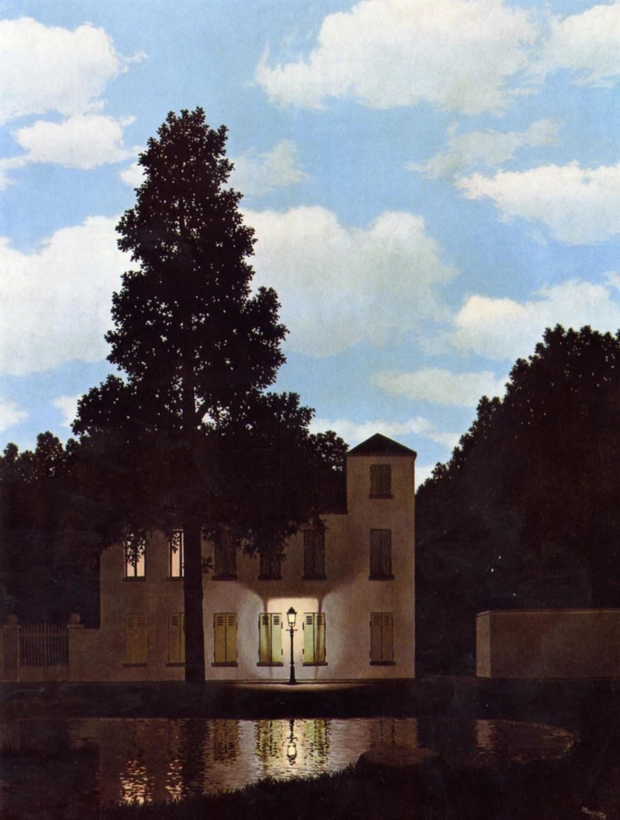 Quadro Personalizzabile Magritte L’Impero delle Luci – Stampa Tela Effetto Pittura Personalizzata | Arredo Vintage Casa e Ufficio Classico o Moderno