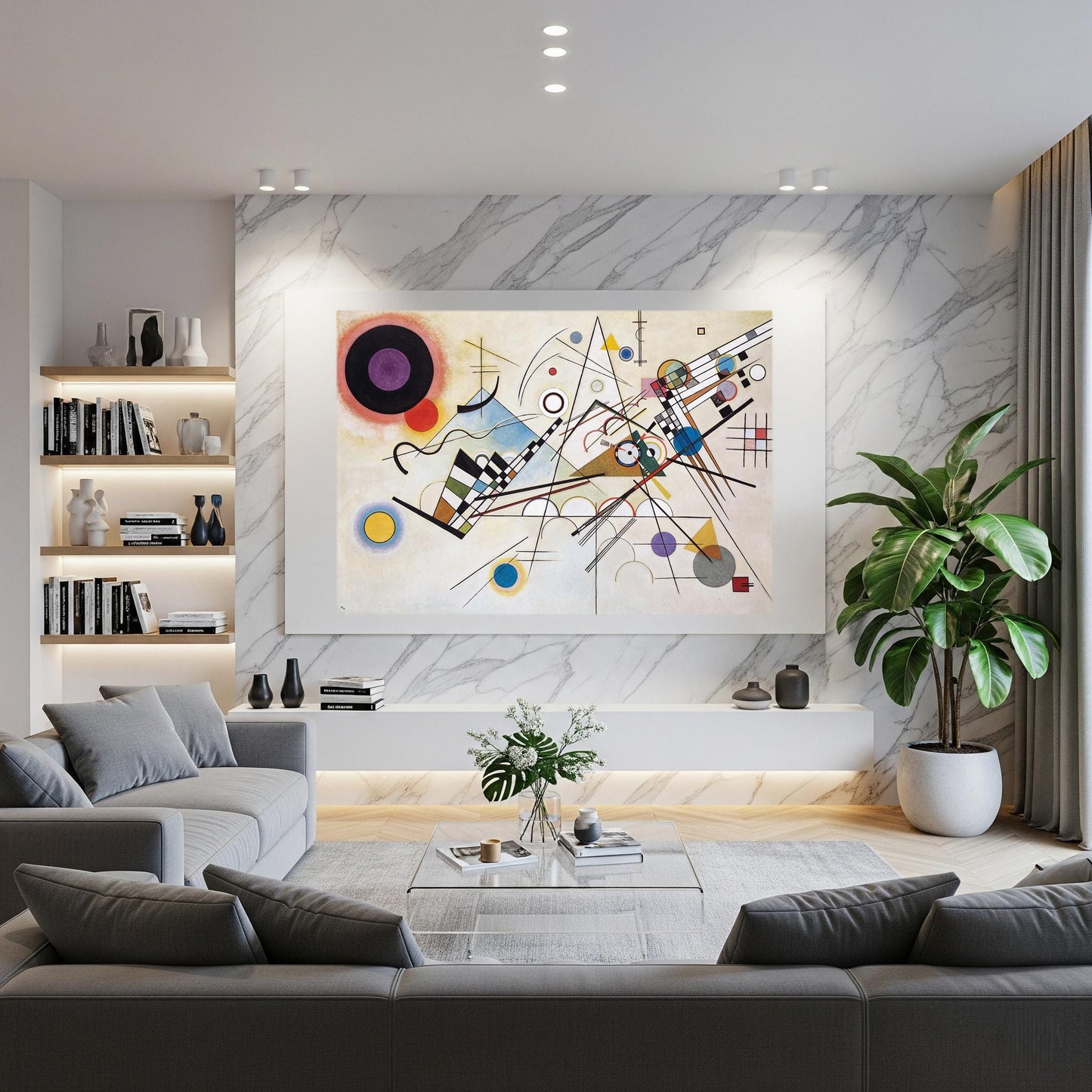 Quadro Personalizzato Kandinsky Composition 8 – Stampa Tela Effetto Pittura Astratta | Arredo Casa e Ufficio Classico o Moderno