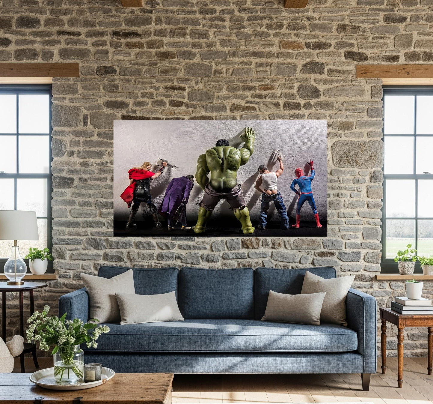 Quadro Personalizzabile Artistico su Tela – Supereroi Avengers Marvel che Fanno Pipì | Arredo Casa e Ufficio Vintage, Moderno