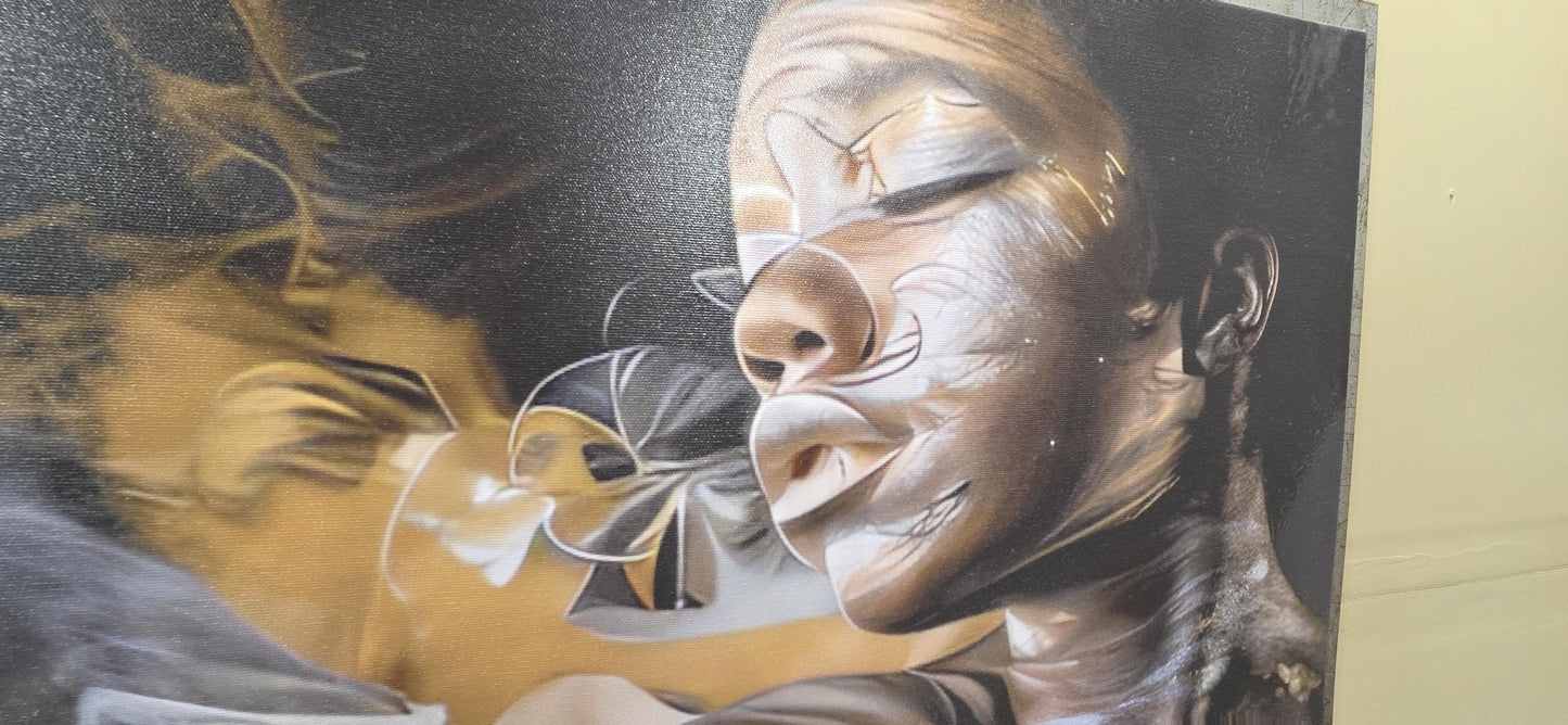 Stampa su Tela Donna Astratta – Quadro con Cornice Foglia Oro e Argento Sagomata | Arredo Classico e Moderno per Casa e Ufficio