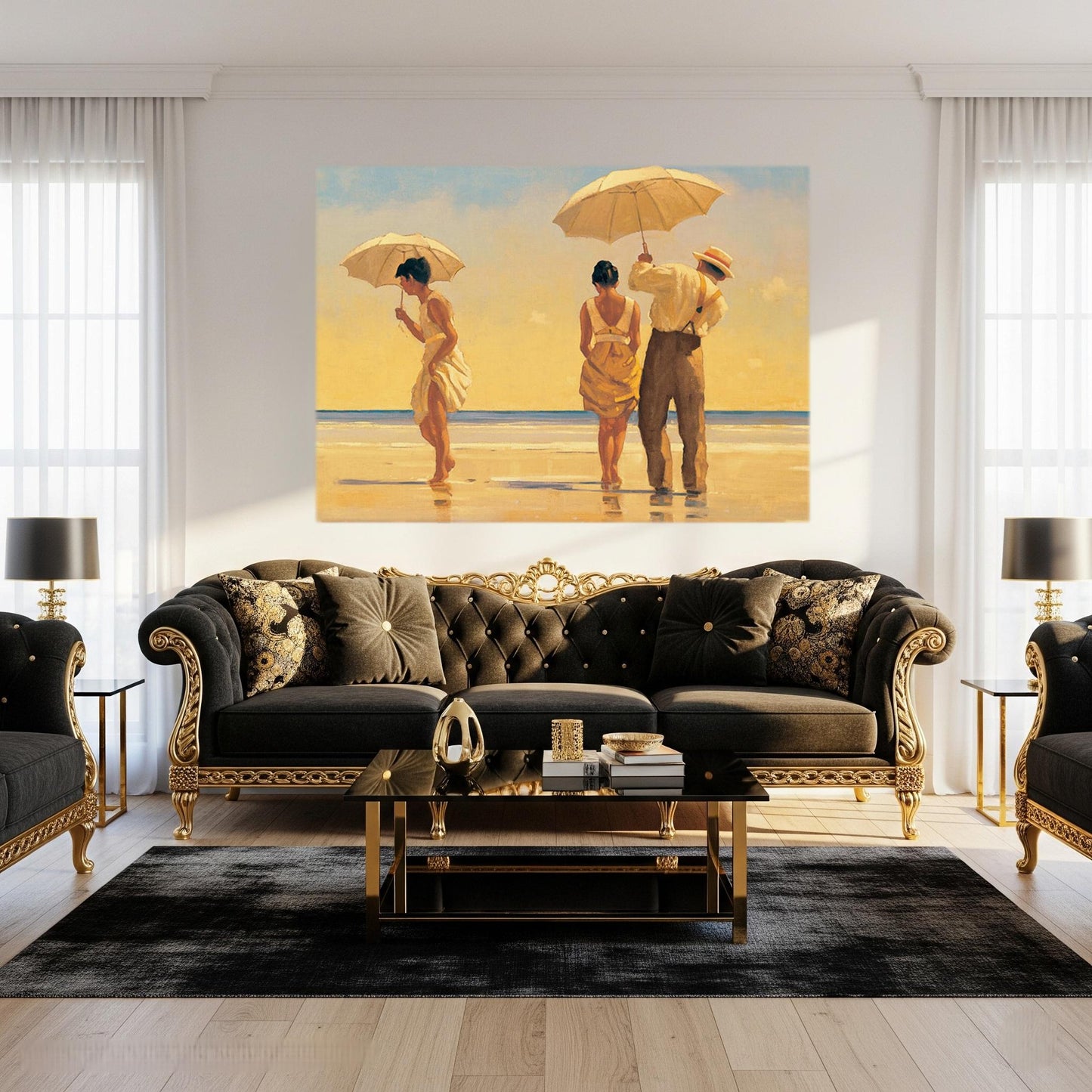 Quadro Stile Vettriano “Mad Dogs” – Stampa su Tela Pittorica Fatta a Mano | Arredo Casa e Ufficio Classico o Moderno