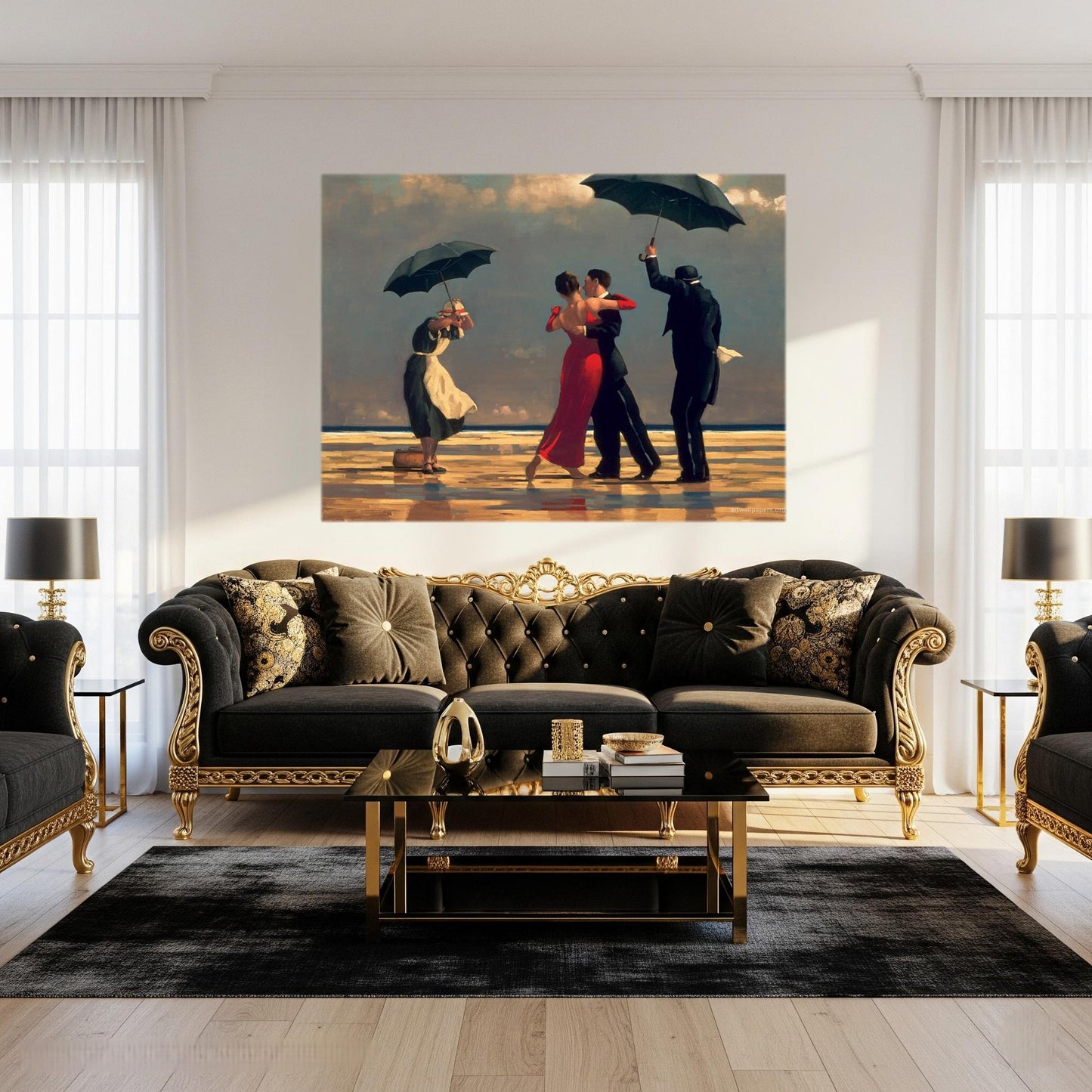 Quadro Stile Vettriano – “The Singin' Butler” su Tela Canvas Fatta a Mano | Arredo Classico o Moderno Casa e Ufficio
