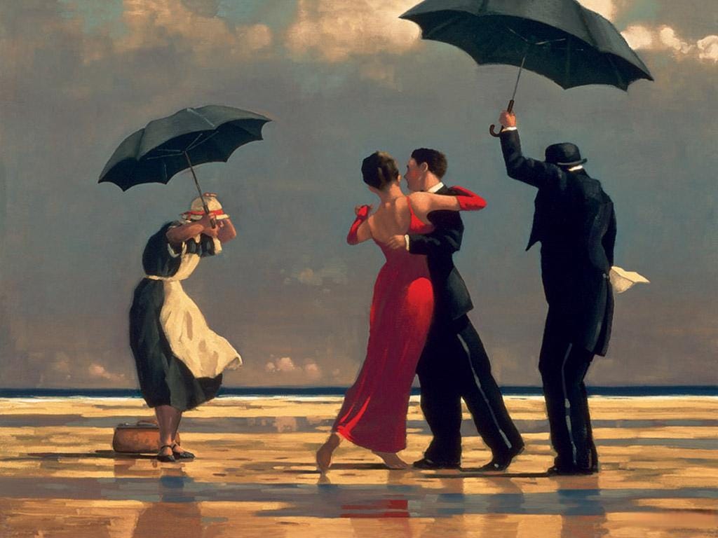 Quadro Stile Vettriano – “The Singin' Butler” su Tela Canvas Fatta a Mano | Arredo Classico o Moderno Casa e Ufficio