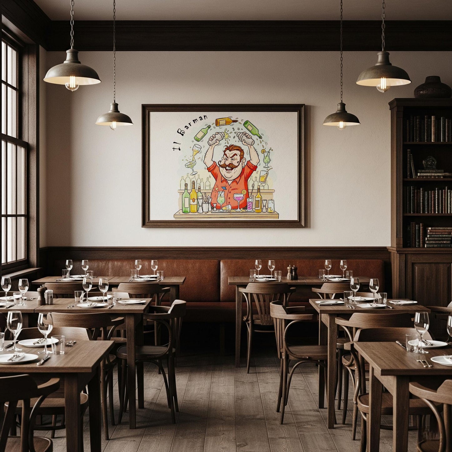 Quadro Caricatura Barman – Bozzetto Originale su Tela | Idea Regalo Personalizzabile per Casa e Ufficio Classico, Moderno, Vintage