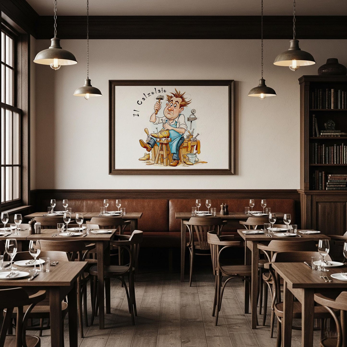 Quadro Caricatura Calzolaio – Bozzetto Originale su Tela | Idea Regalo Personalizzabile per Casa e Ufficio Classico, Moderno, Vintage