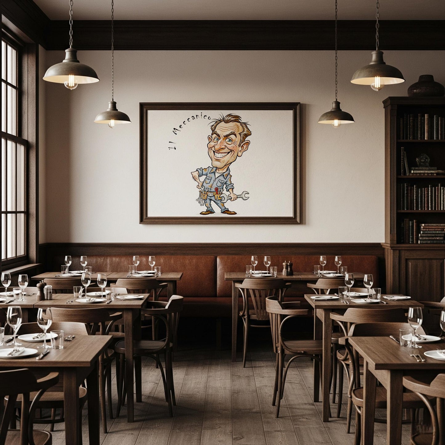 Quadro Caricatura Meccanico – Bozzetto Originale su Tela | Idea Regalo Personalizzabile per Casa e Ufficio