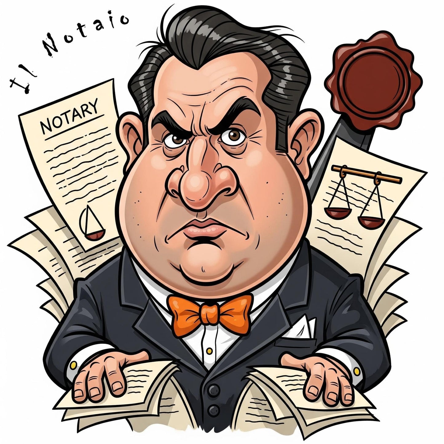 Quadro Caricatura Notaio – Bozzetto Originale su Tela | Idea Regalo Personalizzabile per Casa e Ufficio | Moderno, Classico, Vintage
