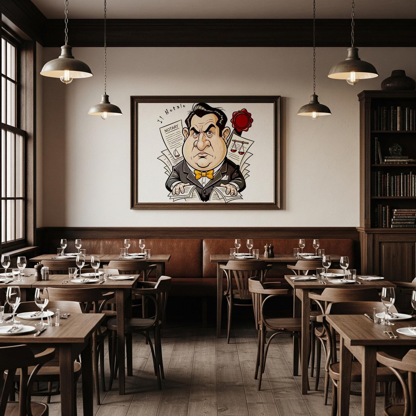 Quadro Caricatura Notaio – Bozzetto Originale su Tela | Idea Regalo Personalizzabile per Casa e Ufficio | Moderno, Classico, Vintage