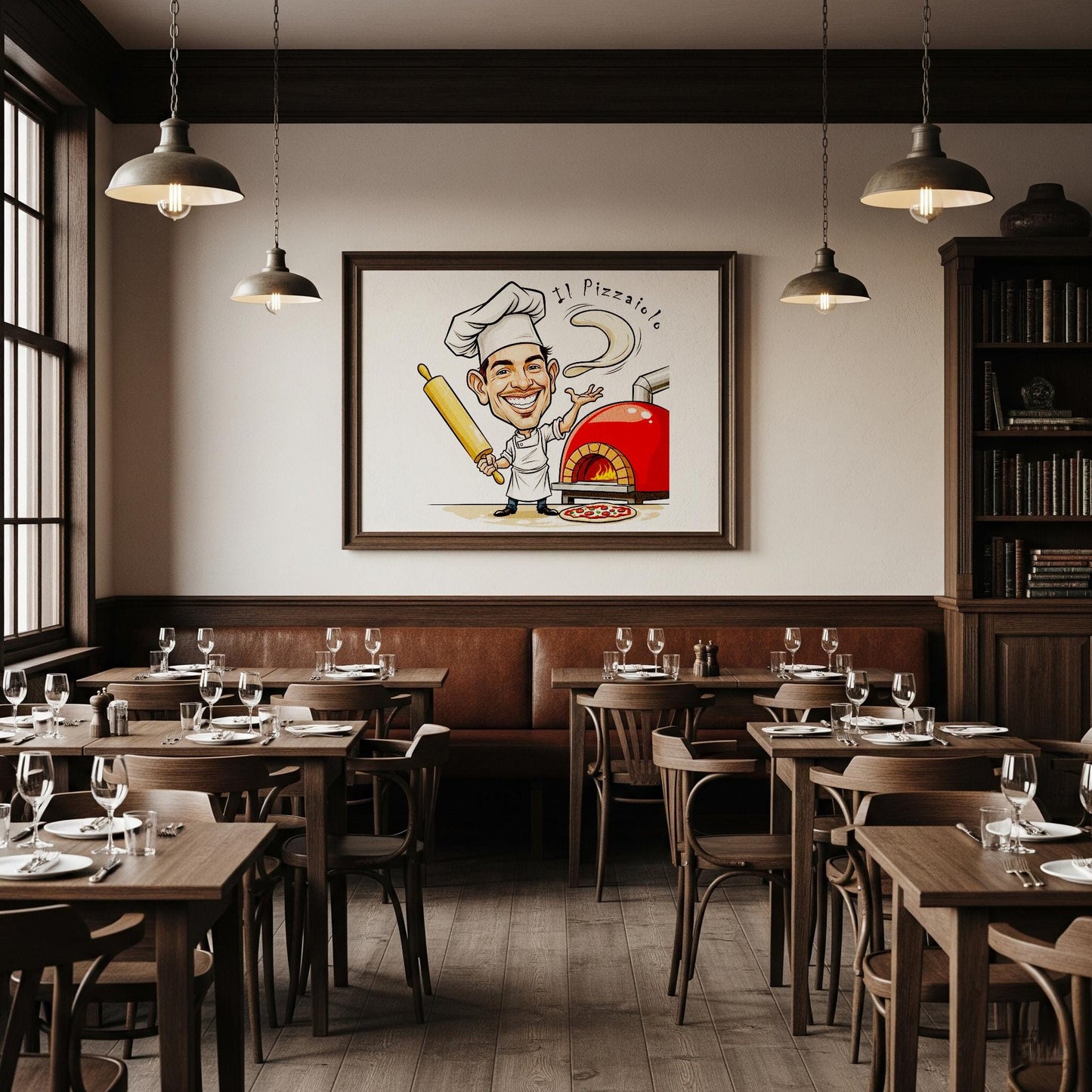 Quadro Caricatura Pizzaiolo– Bozzetto Originale su Tela | Idea Regalo Personalizzabile per Casa e Ufficio Classico, Moderno, Vintage