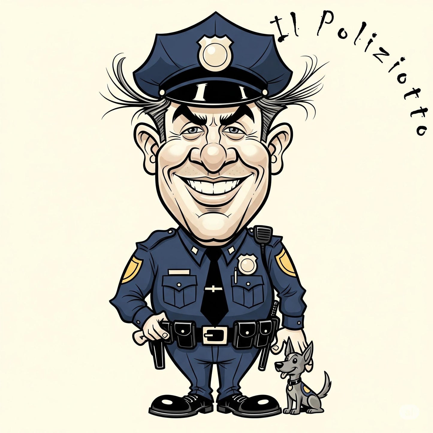 Quadro Caricatura Poliziotto– Bozzetto Originale su Tela | Idea Regalo Personalizzabile per Casa e Ufficio Classico, Moderno, Vintage