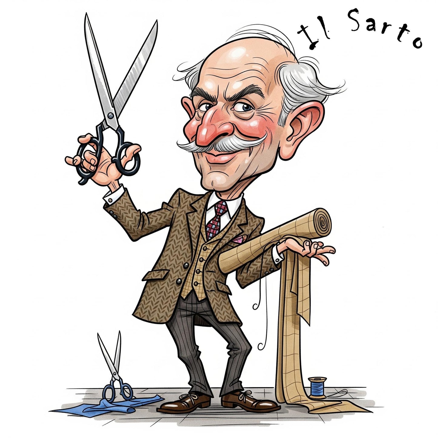 Quadro Caricatura Sarto– Bozzetto Originale su Tela | Idea Regalo Personalizzabile per Casa e Ufficio Classico, Moderno, Vintage