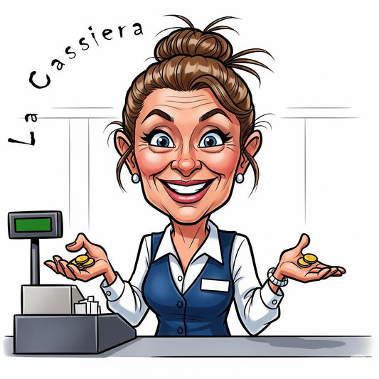 Quadro Caricatura Cassiera– Bozzetto Originale su Tela | Idea Regalo Personalizzabile per Casa e Ufficio Classico, Moderno, Vintage