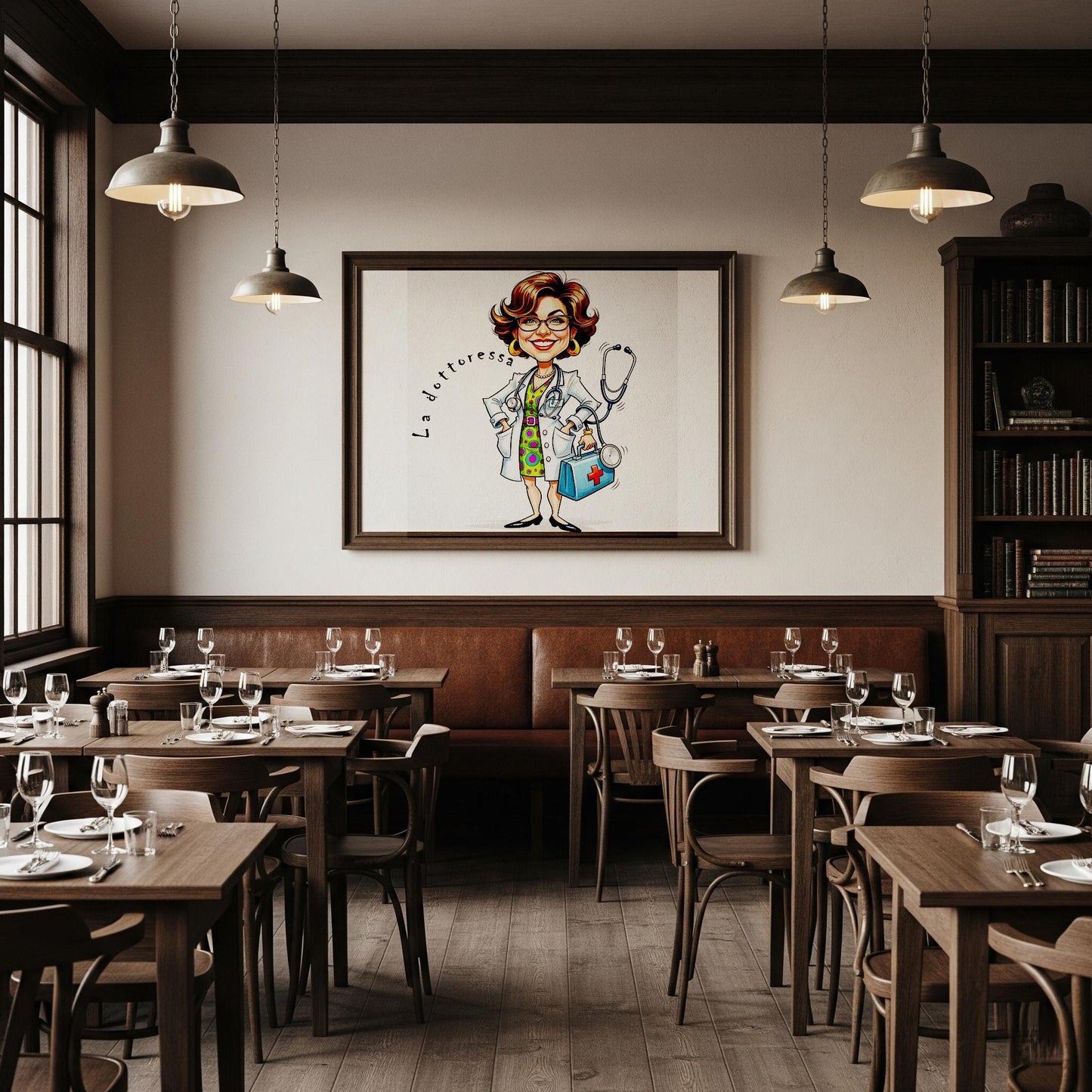 Quadro Caricatura Dottoressa– Bozzetto Originale su Tela | Idea Regalo Personalizzabile per Casa e Ufficio Classico, Moderno, Vintage