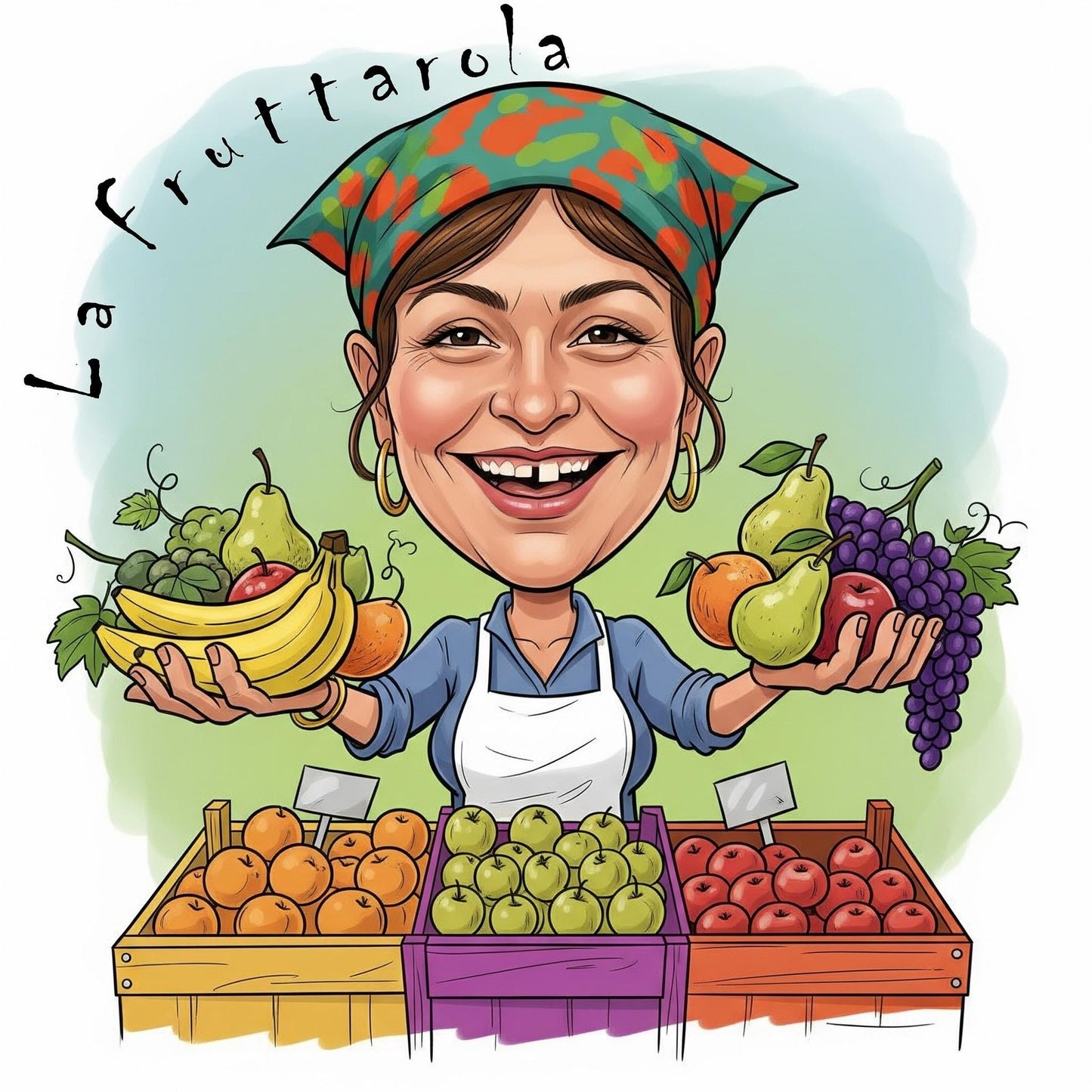 Quadro Caricatura Fruttarola– Bozzetto Originale su Tela | Idea Regalo Personalizzabile per Casa e Ufficio Classico, Moderno, Vintage