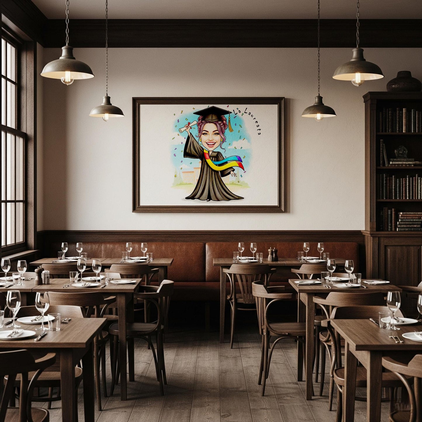 Quadro Caricatura Laureata– Bozzetto Originale su Tela | Idea Regalo Personalizzabile per Casa e Ufficio Classico, Moderno, Vintage