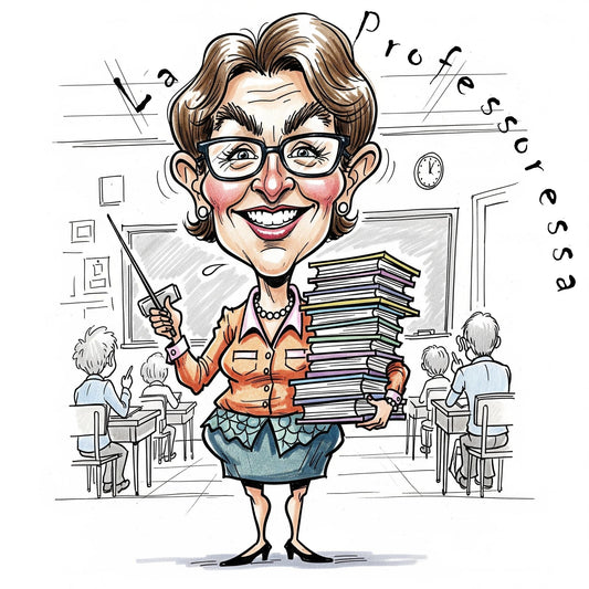 Quadro Caricatura Professoressa– Bozzetto Originale su Tela | Idea Regalo Personalizzabile per Casa e Ufficio Classico, Moderno, Vintage