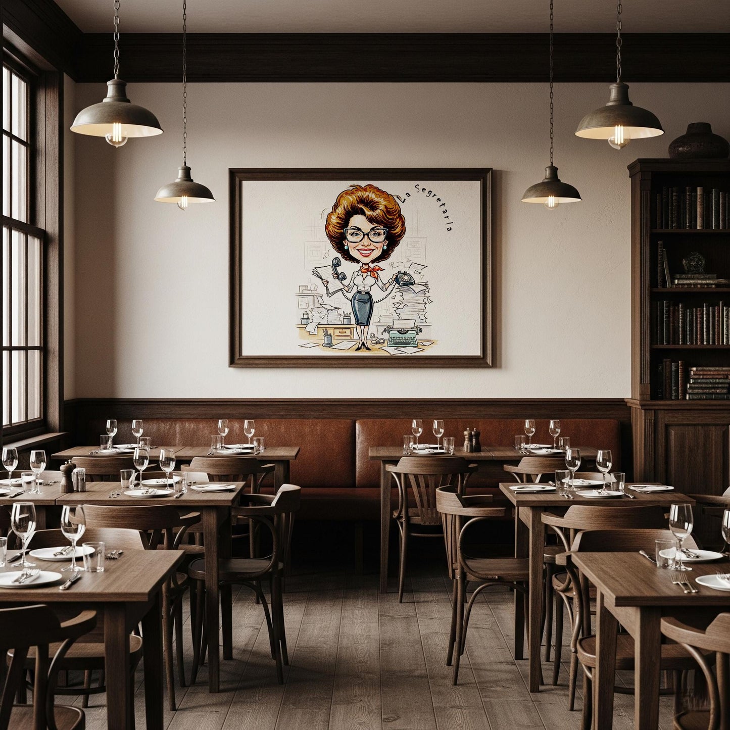 Quadro Caricatura Segretaria– Bozzetto Originale su Tela | Idea Regalo Personalizzabile per Casa e Ufficio Classico, Moderno, Vintage