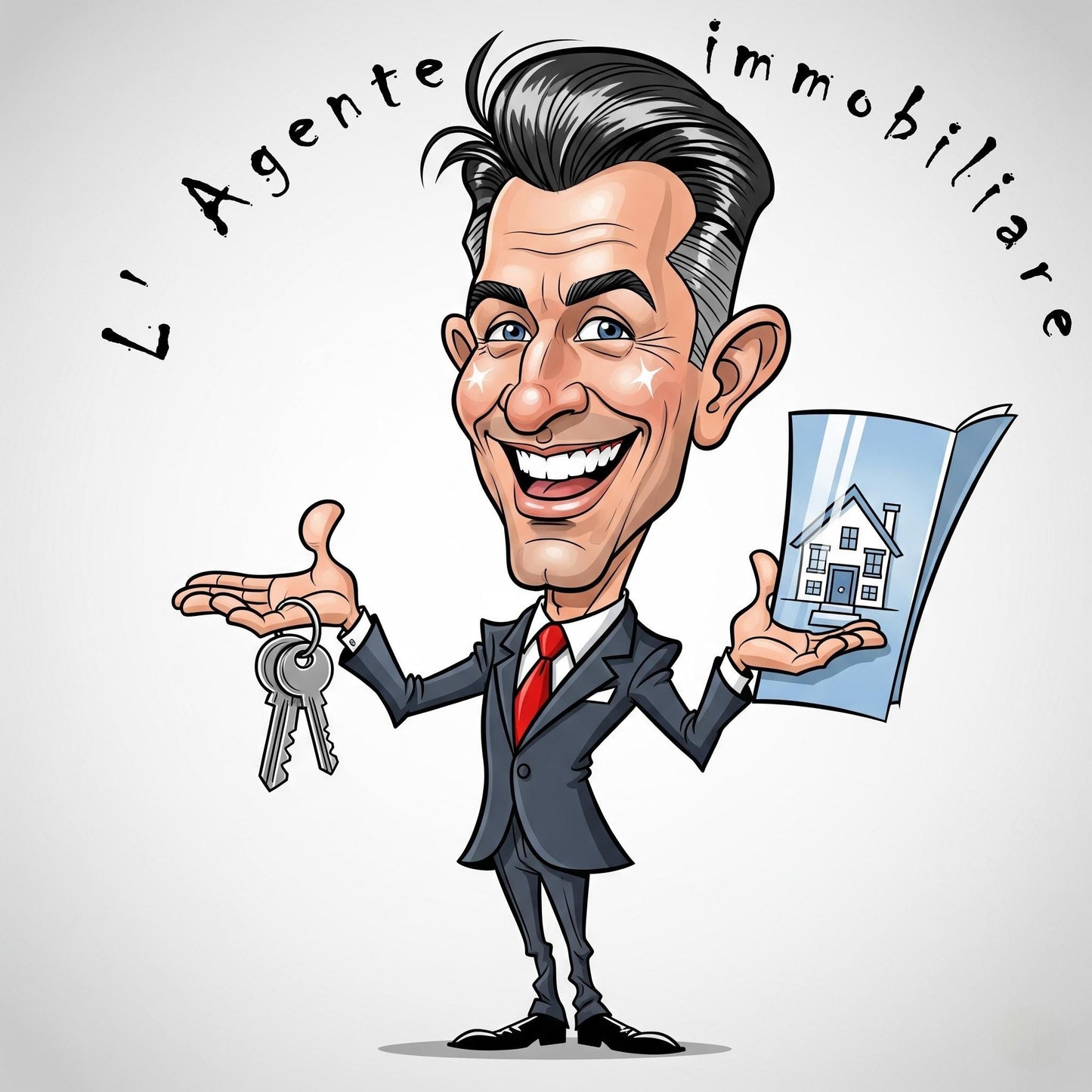 Quadro Caricatura Agente Immobiliare– Bozzetto Originale su Tela | Idea Regalo Personalizzabile per Casa e Ufficio Classico, Moderno, Vintage