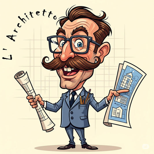 Quadro Caricatura Architetto– Bozzetto Originale su Tela | Idea Regalo Personalizzabile per Casa e Ufficio Classico, Moderno, Vintage