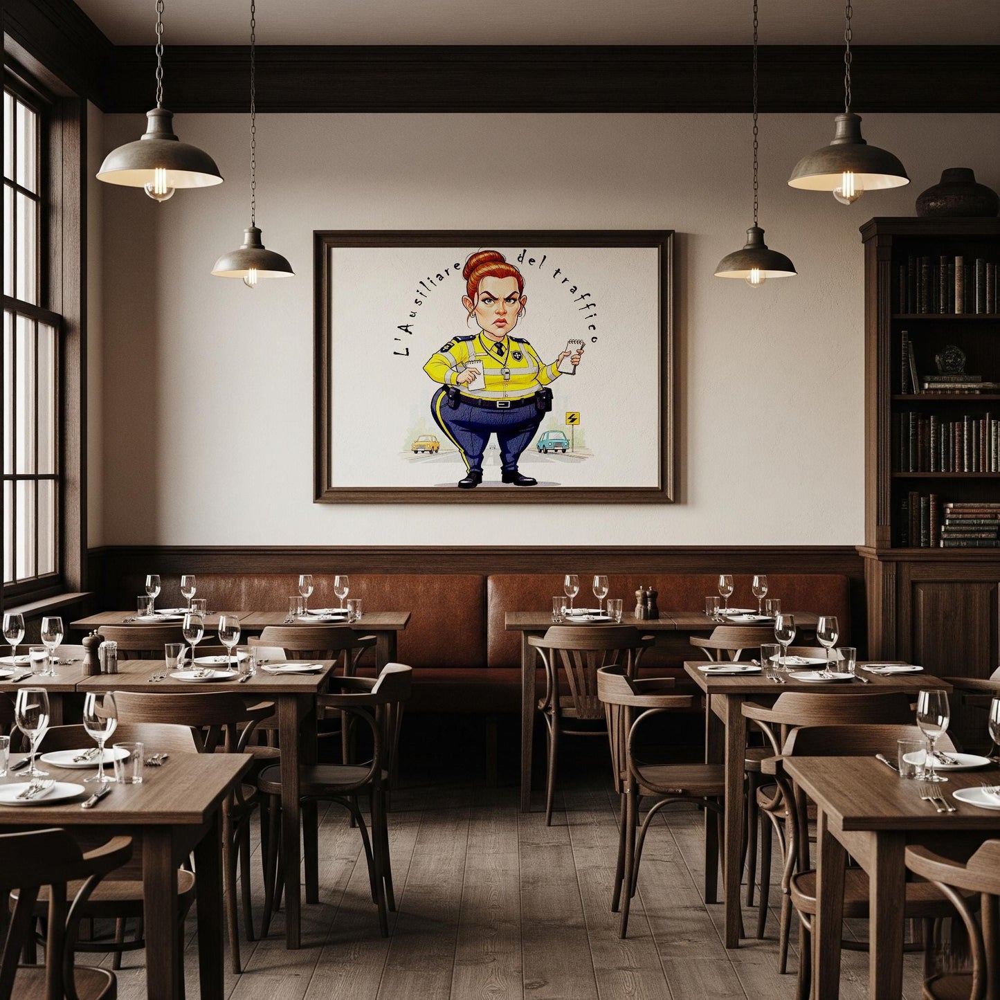 Quadro Caricatura Ausiliare del traffico– Bozzetto Originale su Tela | Idea Regalo Personalizzabile per Casa e Ufficio Classico, Moderno, Vintage