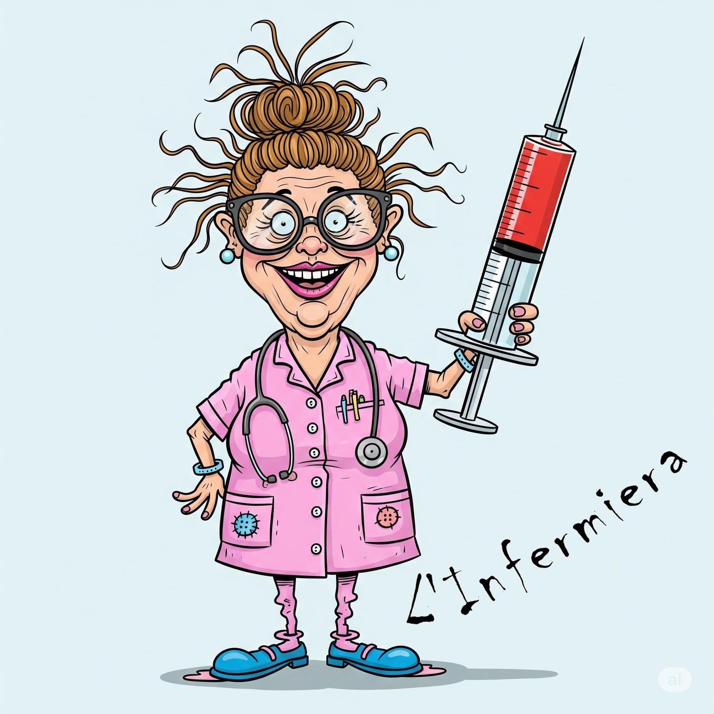 Quadro Caricatura Infermiera– Bozzetto Originale su Tela | Idea Regalo Personalizzabile per Casa e Ufficio Classico, Moderno, Vintage