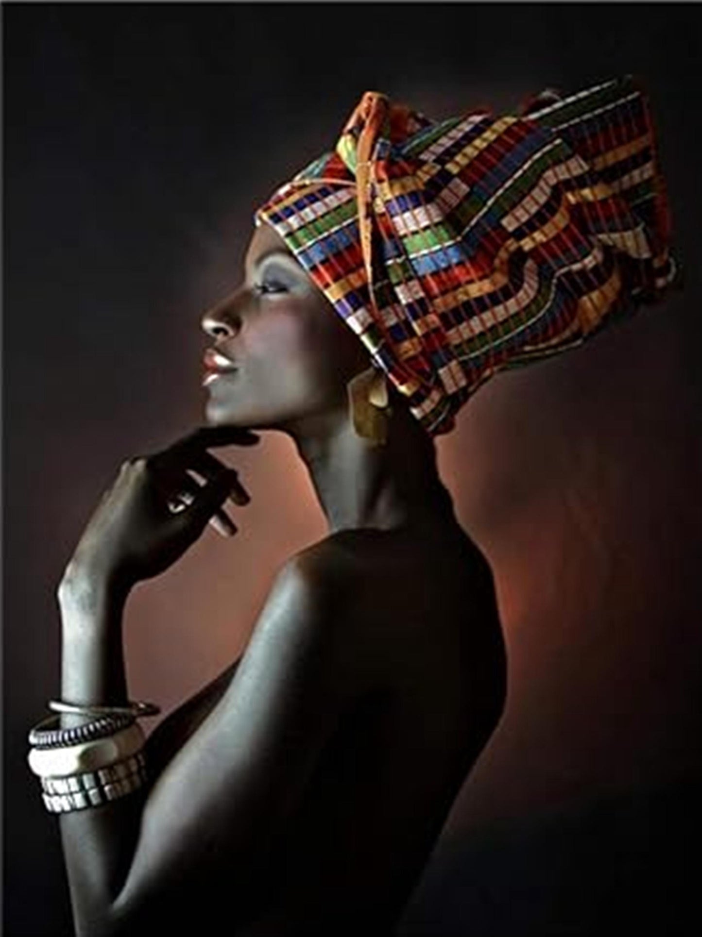 Quadro Donna con Turbante – Stampa su Tela Personalizzata Stile Pittura | Arredo Etnico Classico Moderno per Casa e Ufficio