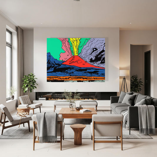 Quadro Andy Warhol Vesuvio – Stampa Tela Effetto Pittura Pop Art | Arredo Casa e Ufficio Vintage Made in Italy