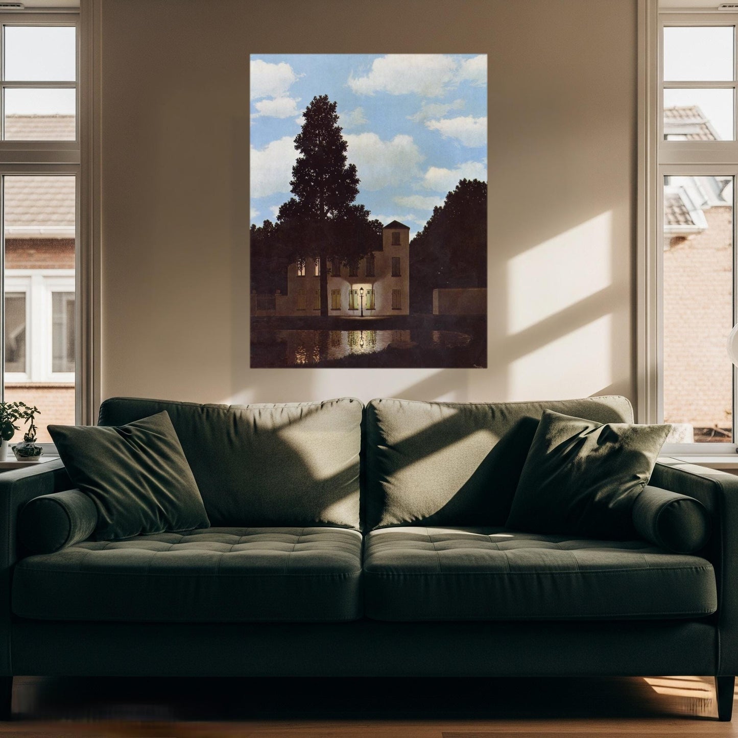 Quadro Personalizzabile Magritte L’Impero delle Luci – Stampa Tela Effetto Pittura Personalizzata | Arredo Vintage Casa e Ufficio Classico o Moderno